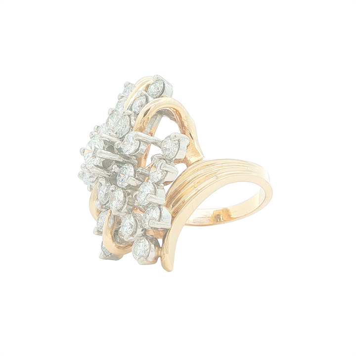 14KT Yellow and White Gold 3.00tcw Diamond Cluster Ring