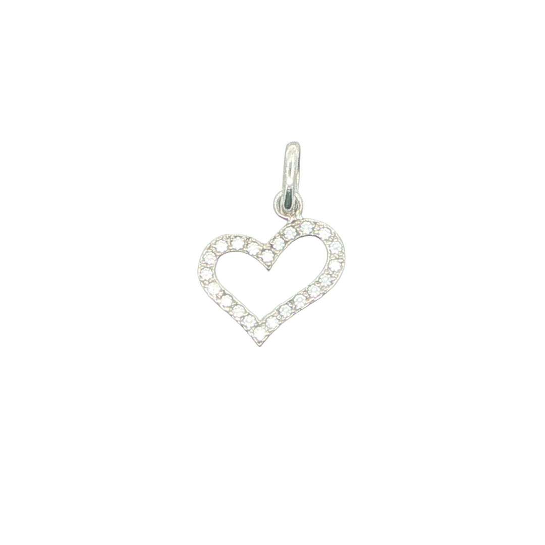 10KT White Gold CZ Heart Pendant