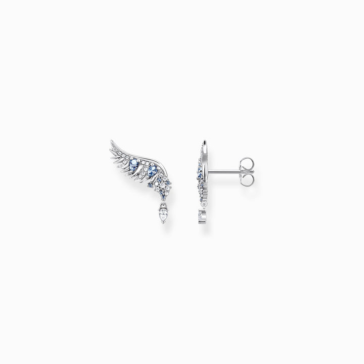 Thomas Sabo Sterling Silver Phoenix Wing Blue and White Stone Stud Earrings