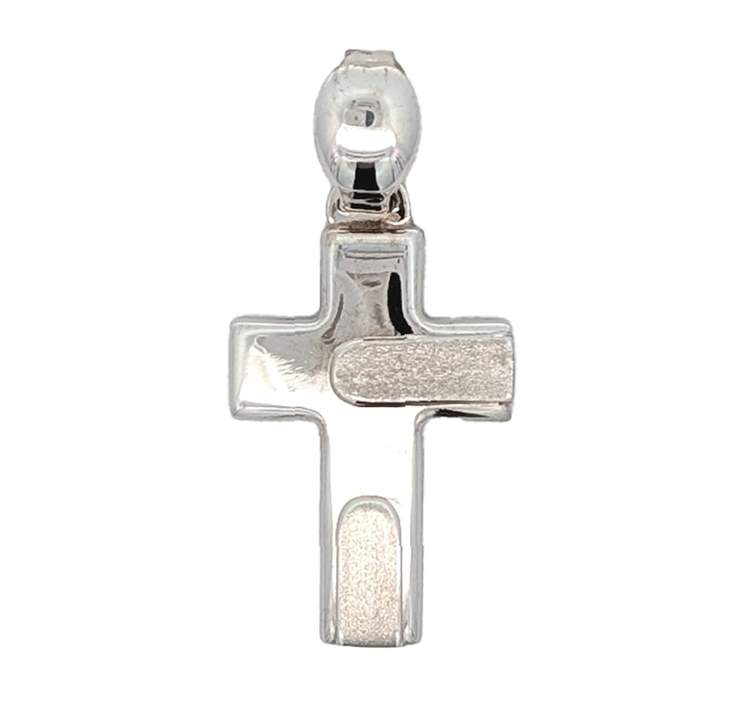 10KT White Gold Patterned Cross Charm