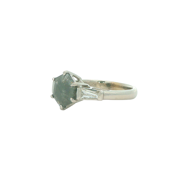 18KT White Gold 1.27ct Black Diamond Estate Engagement Ring