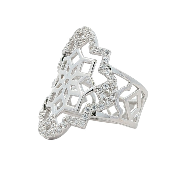 REIGN Sterling Silver CZ Snow Flake Ring