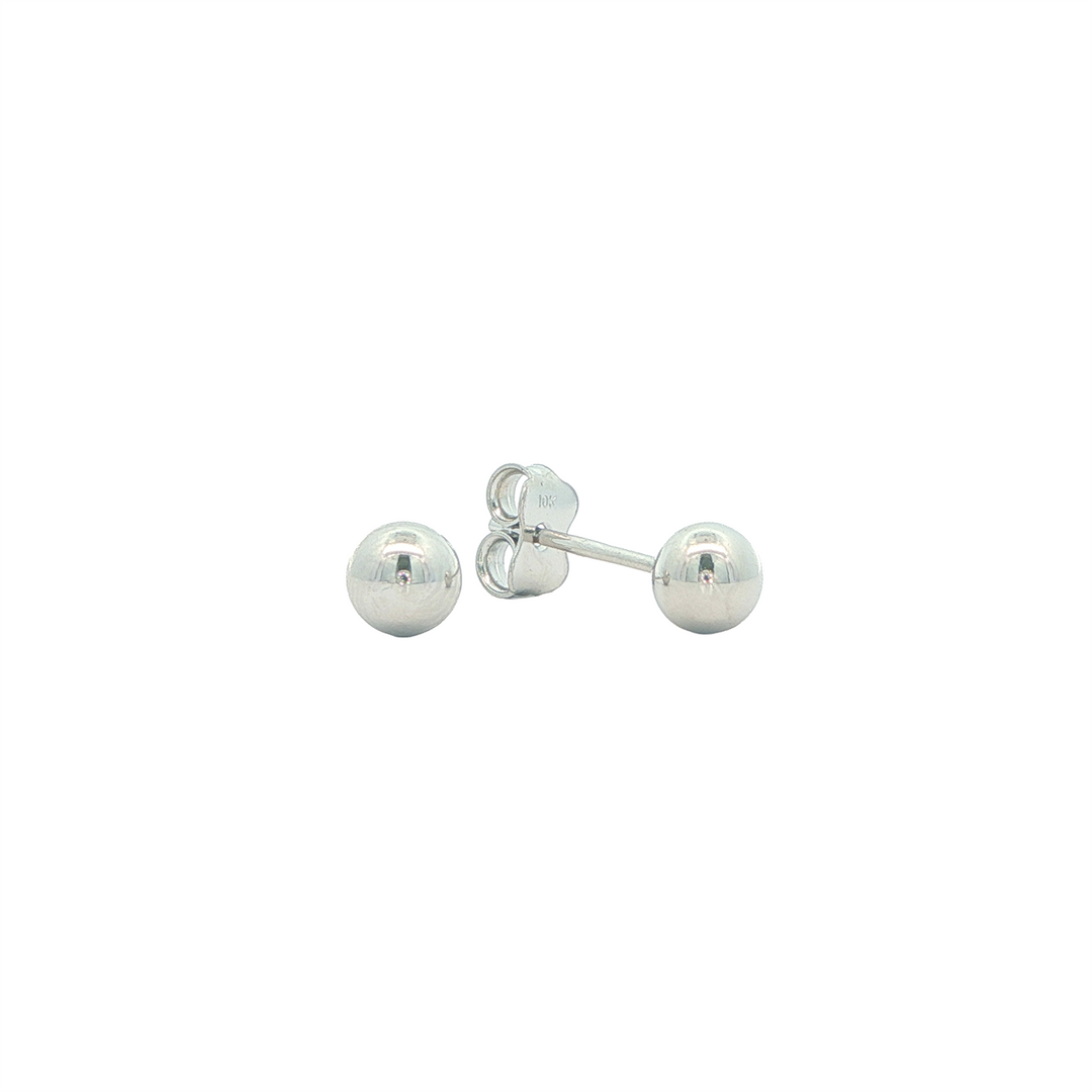 10K White Gold Ball Stud Earrings