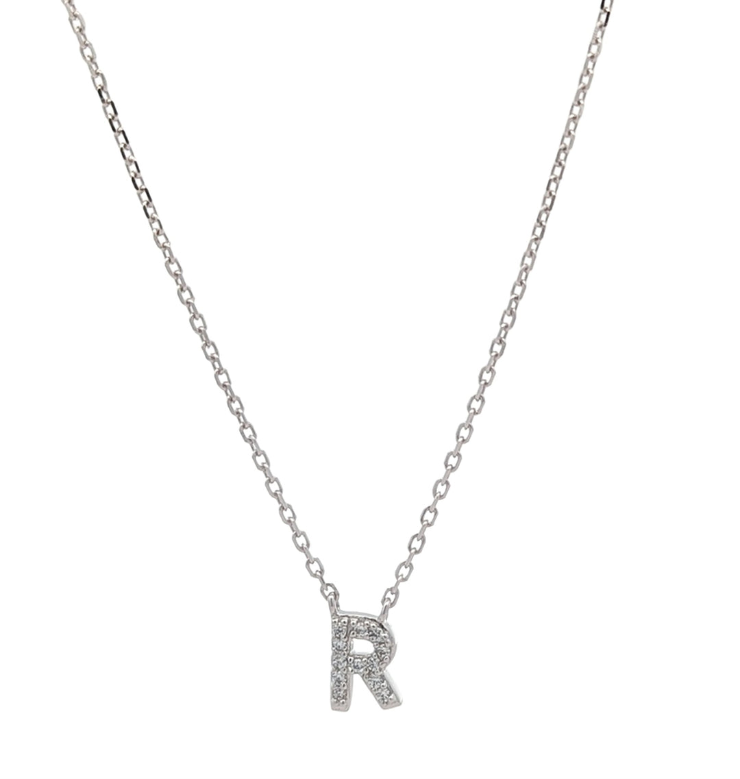 REIGN Sterling Silver CZ "R" 18" Necklace