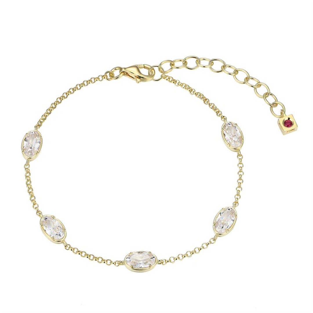 ELLE "Serenelle" Gold Plated Sterling Silveer Cubic Zirconia Sttion Bracelet 6.5+1.5"