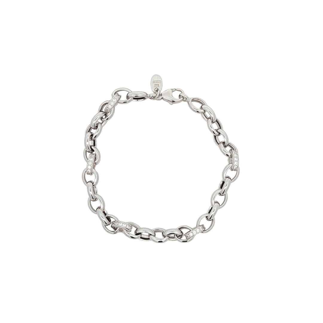 14K White Gold Open Link Cubic Zirconia Bracelet