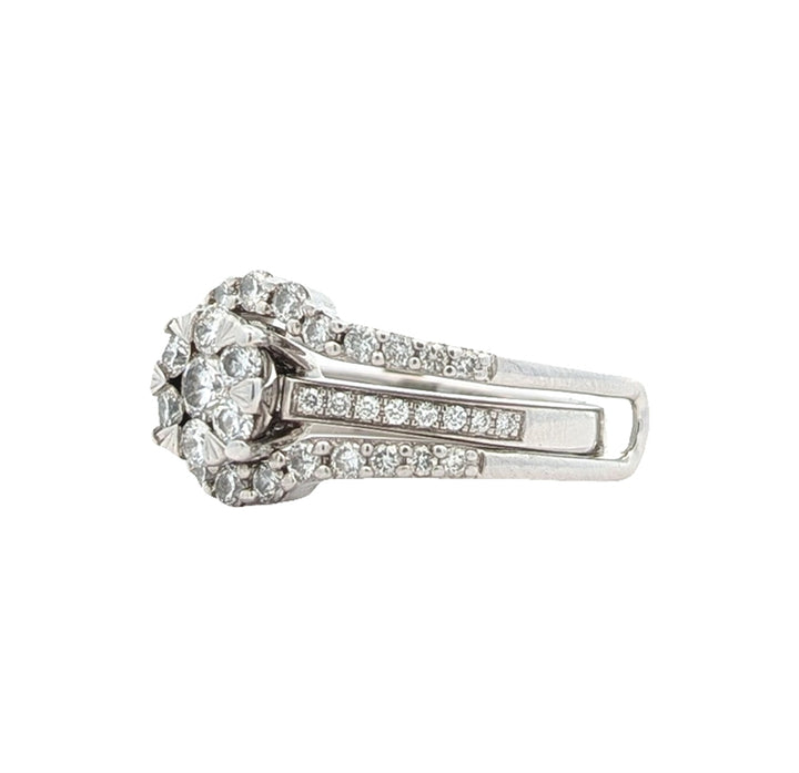 14KT White Gold 1.00ctw Diamond Estate Engagement Ring and Matching Cradle