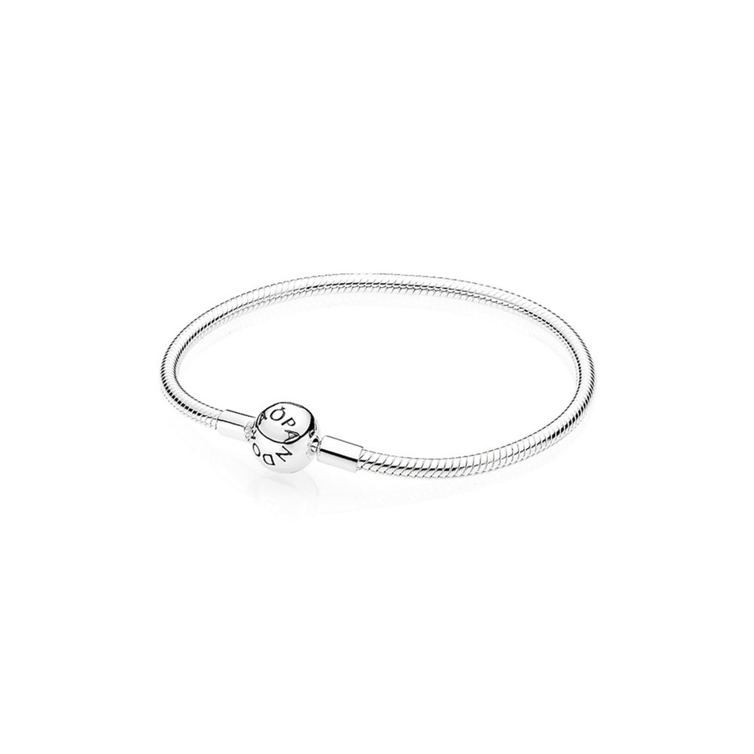 Snake chain silver bracelet with round clasp