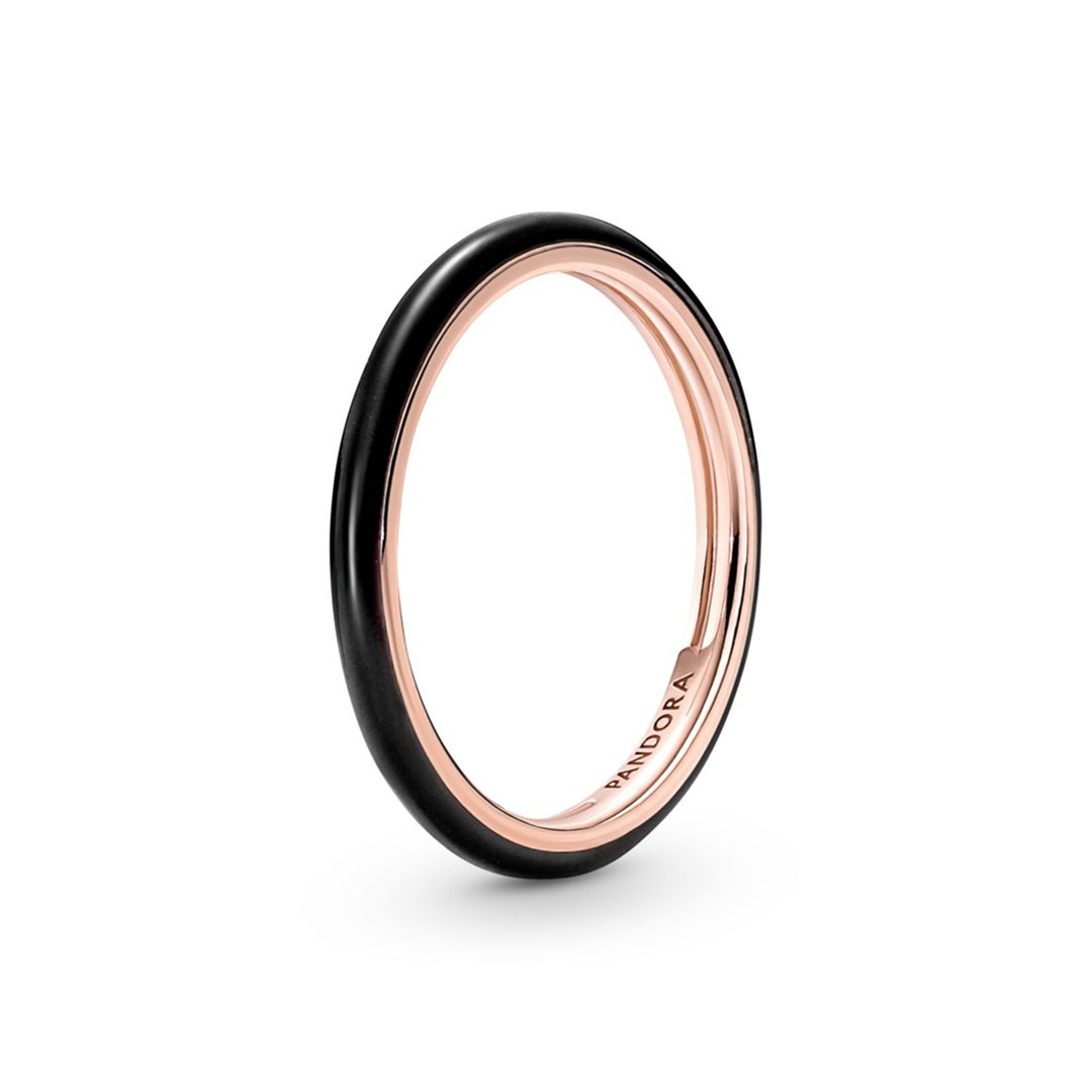 14k Rose gold-plated ring with black enamel