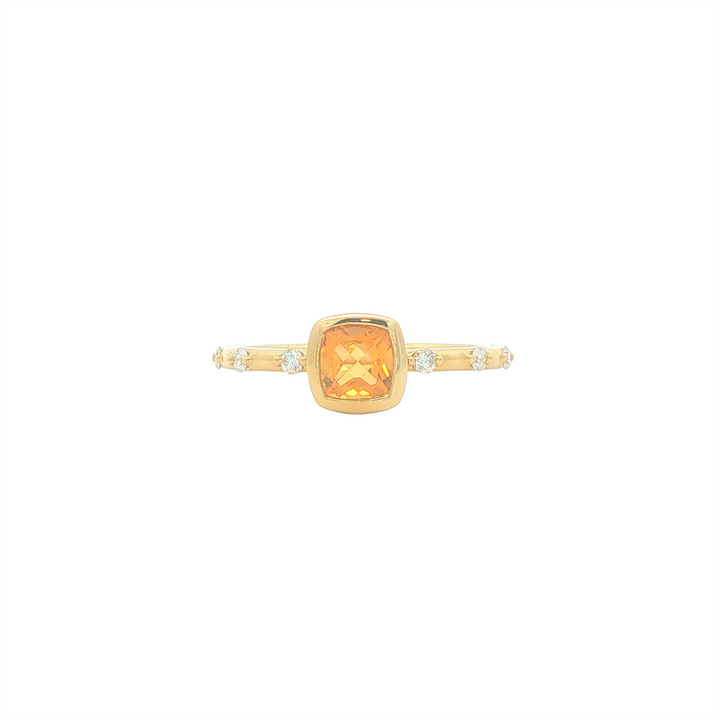 18KT Yellow Gold Citrine and 0.11cttw Diamond Ring