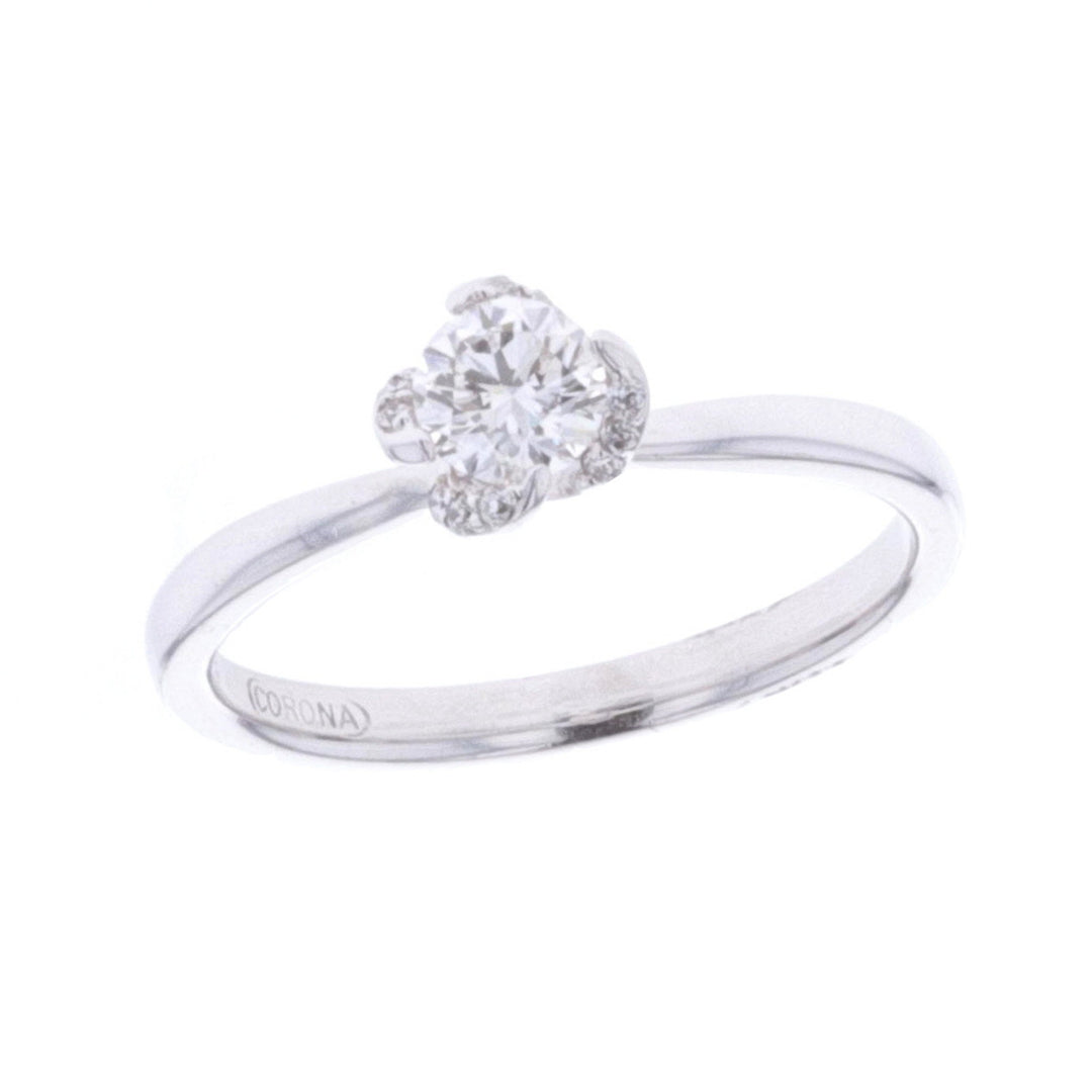 18KT White Gold 0.40ctw Canadian Maple Leaf Round Brilliant Cut Diamond Engagement Ring