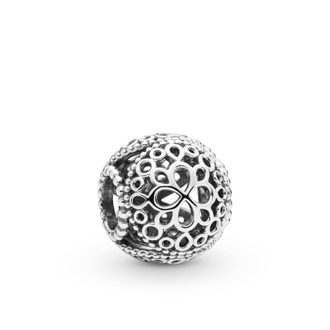 Openwork flower  charm in sterling silver