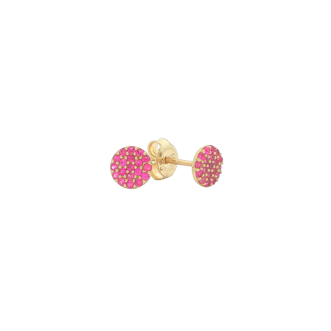10K Yellow Gold and Pink CZ Flower Stud Earrings