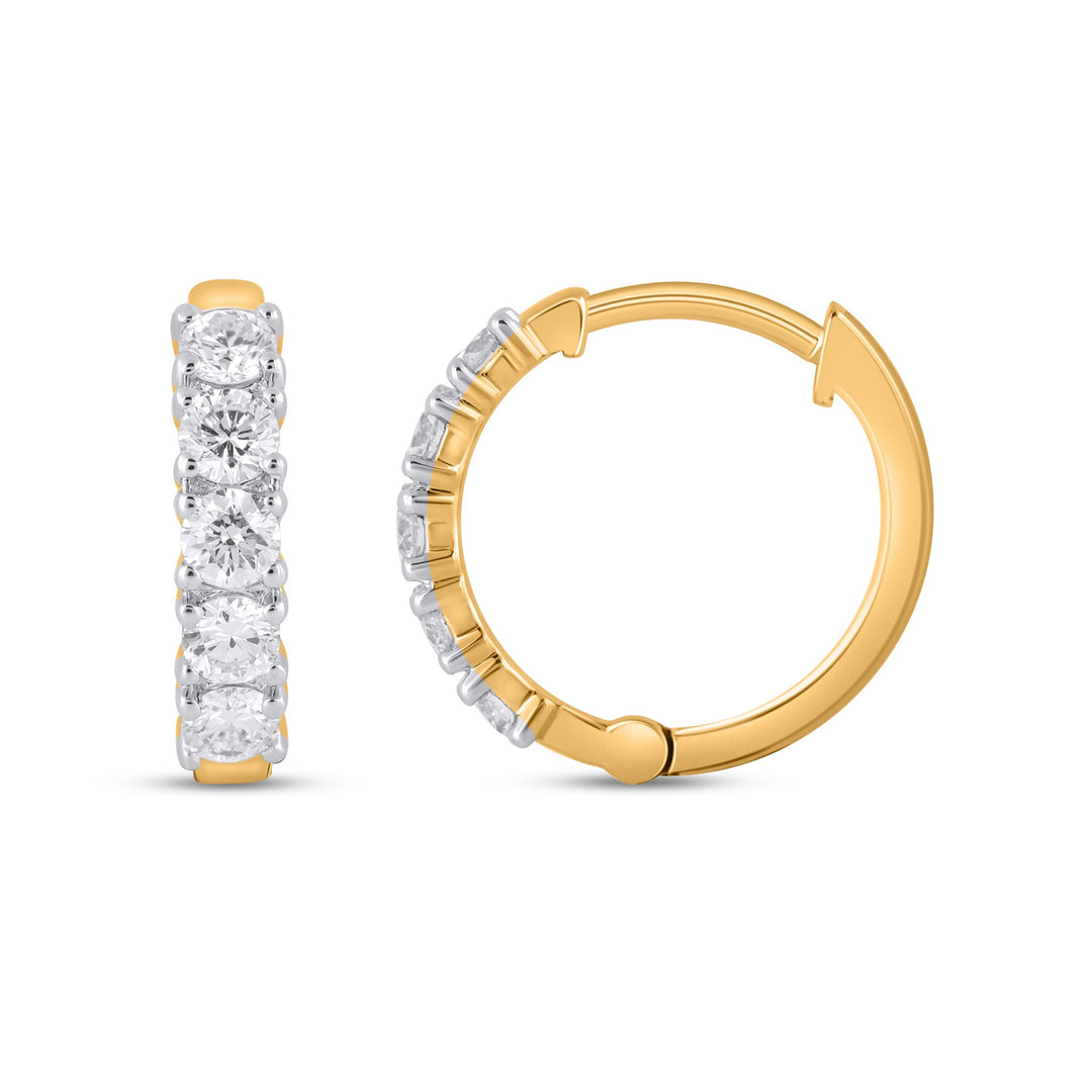 MALO Sterling Silver Yellow Vermal Plating 0.50ctw Diamond Huggie Hoop Earrings
