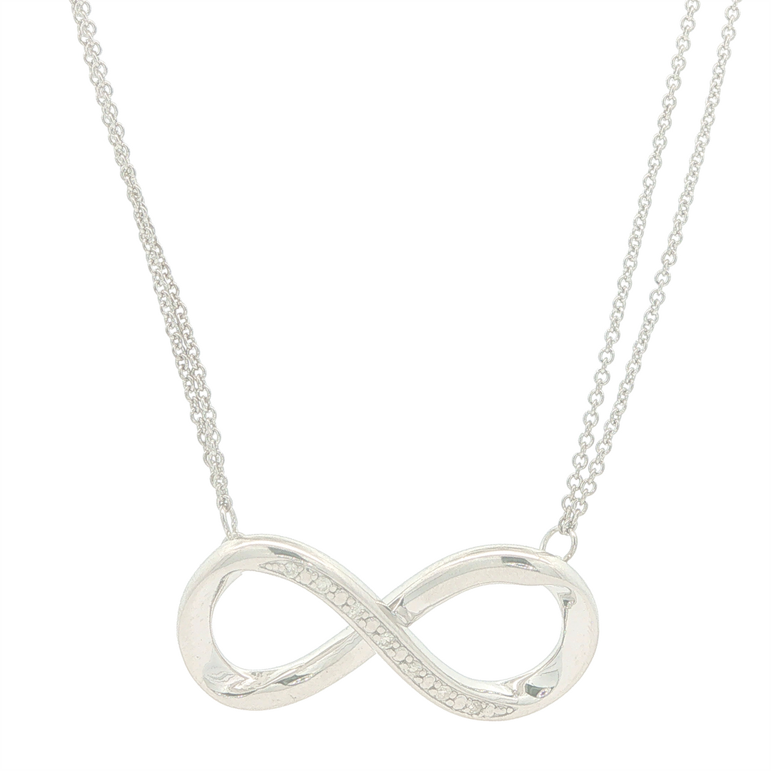 Sterling Silver 0.05cttw Diamond Infinity Pendant Necklace 18"
