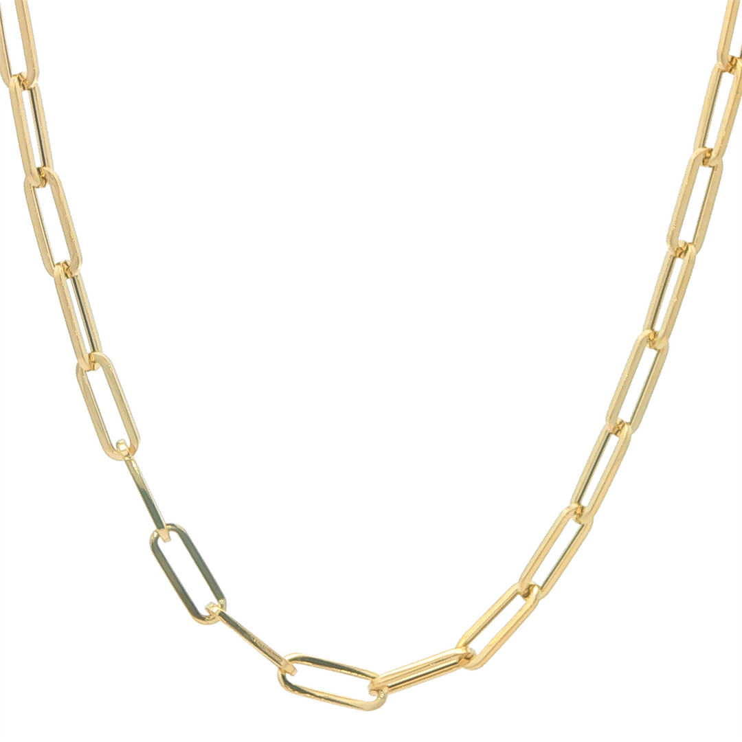 14KT Yellow Gold 3mm Paperclip Link Chain 18"