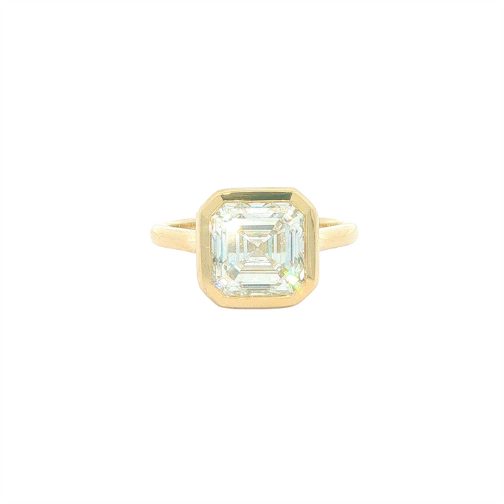 14KT Yellow Gold 3.56ct Lab Grown Asscher Cut Solitaire Diamond Engagement Ring