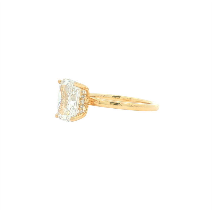 14KT Yellow Gold 2.15ctw Lab Grown Rectangular Cushion Cut Diamond Engagment Ring with Hidden Halo