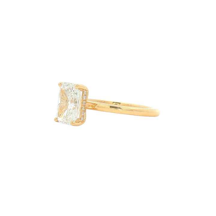 14KT Yellow Gold 2.15ctw Lab Grown Radiant Cut Diamond Engagment Ring with Hidden Halo