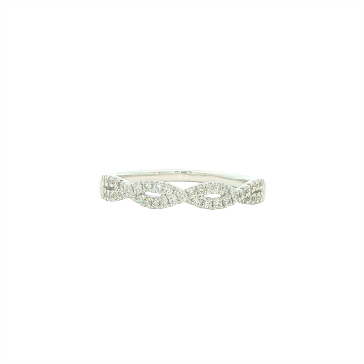 14KT White Gold 0.25cttw Diamond Woven Design Estate Band