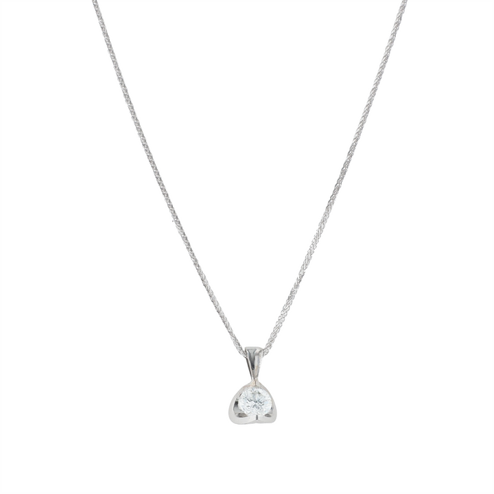 14KT Canadian White Gold 0.50ct Canadian Solitaire Diamond Pendant and Wheat Chain 18"
