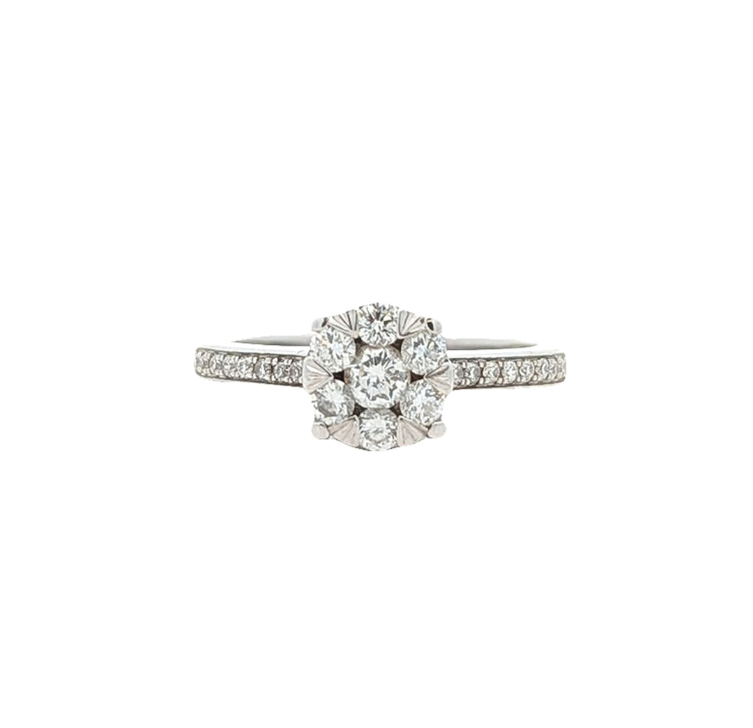 14KT White Gold 1.00ctw Diamond Estate Engagement Ring and Matching Cradle
