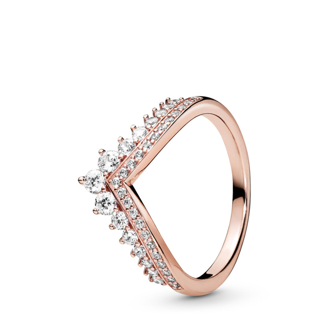 Tiara wishbone Pandora Rose ring with clear cubic zirconia
