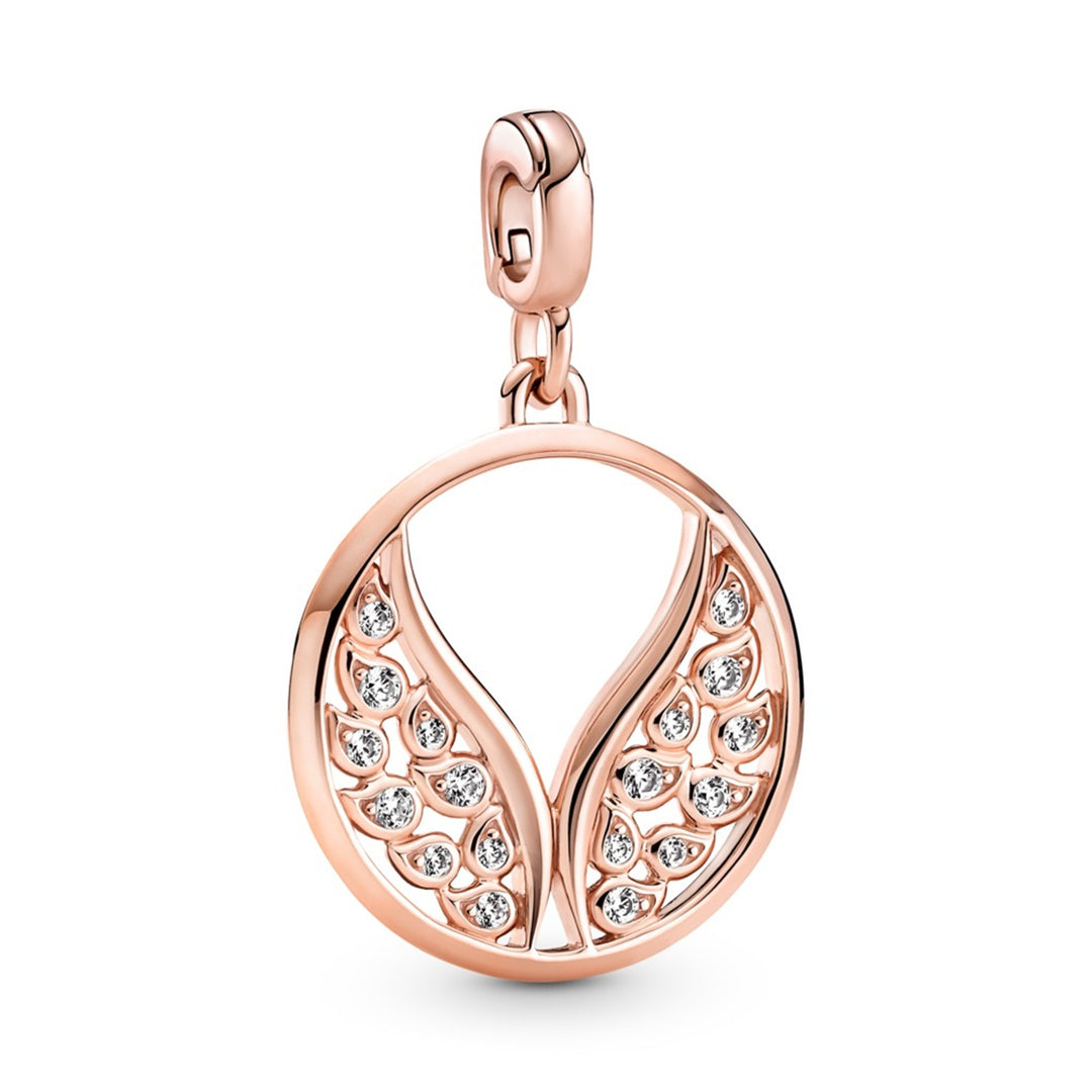 Angel wings 14k rose gold-plated medallion