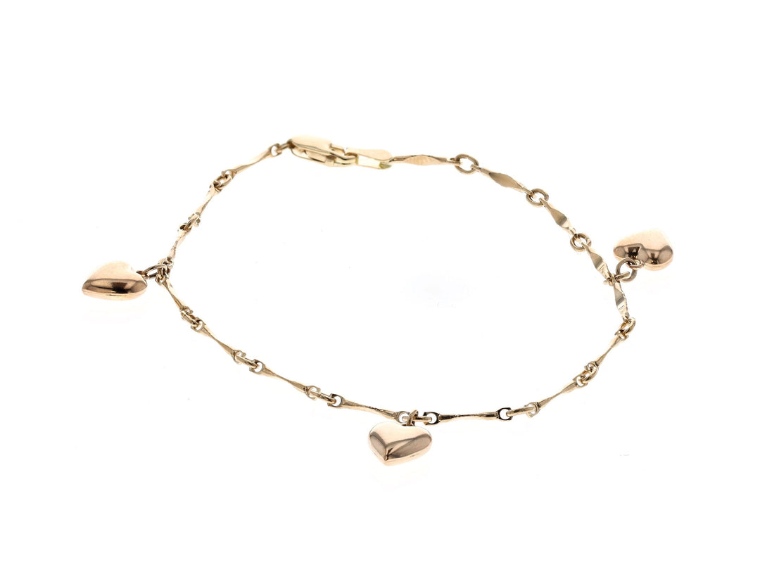 14KT Yellow Gold Heart Children's Charm Bracelet