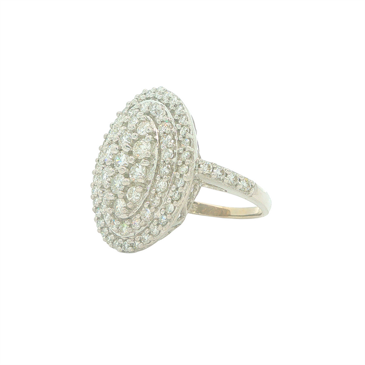 18KT White Gold 2.00ctw Diamond Cluster Estate Ring