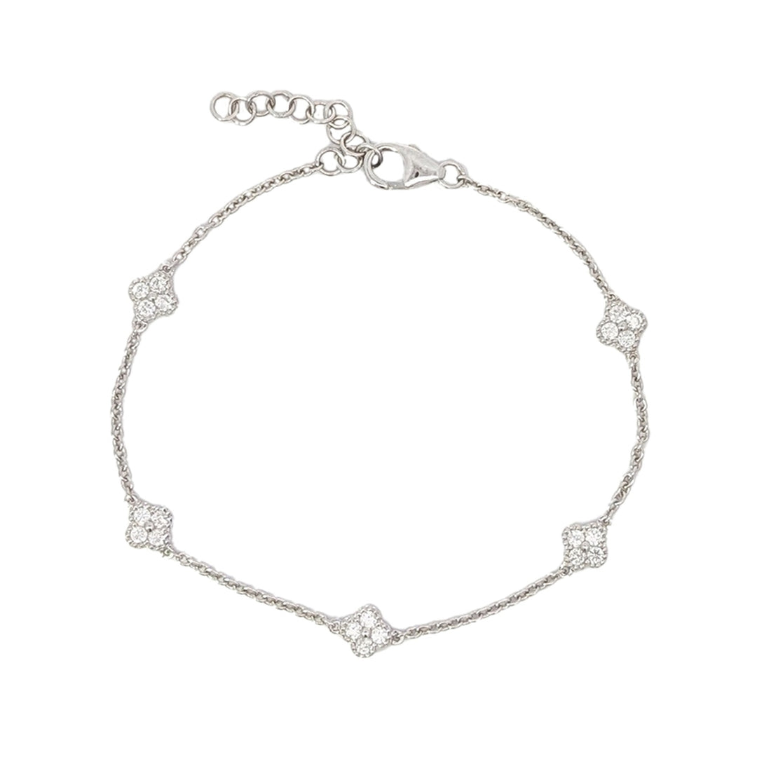 14KT White Gold 0.39ctw Diamond 7" Flower Bracelet