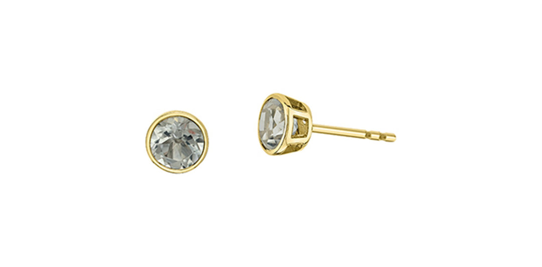 10K Yellow Gold White Topaz Stud Earrings
