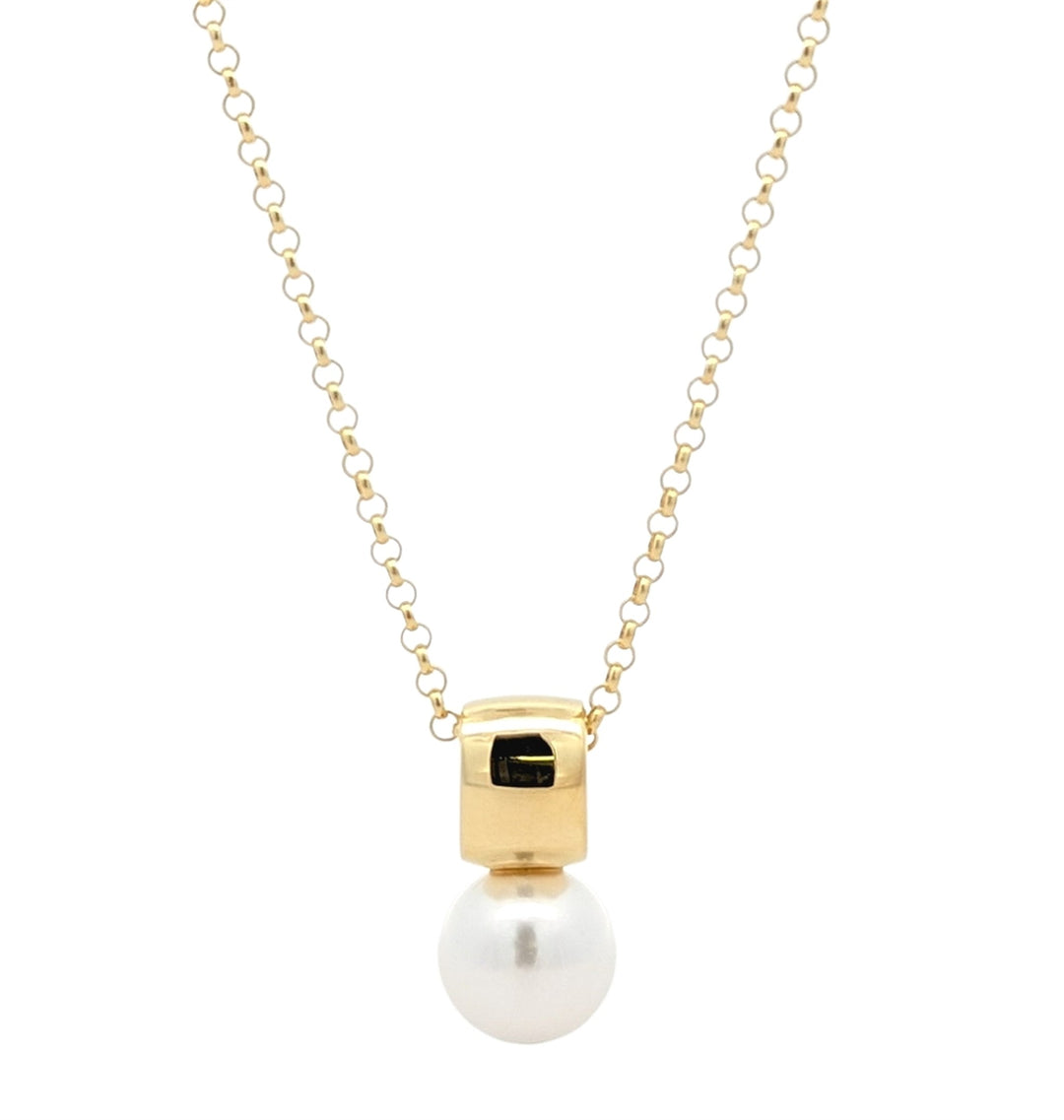 REIGN Sterling Silver Gold Plated Pearl Pendant Necklace 18+2"