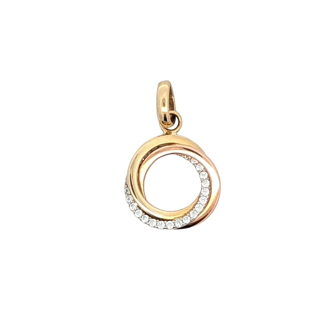 10K Tri-Toned Gold CZ Eternity Pendant