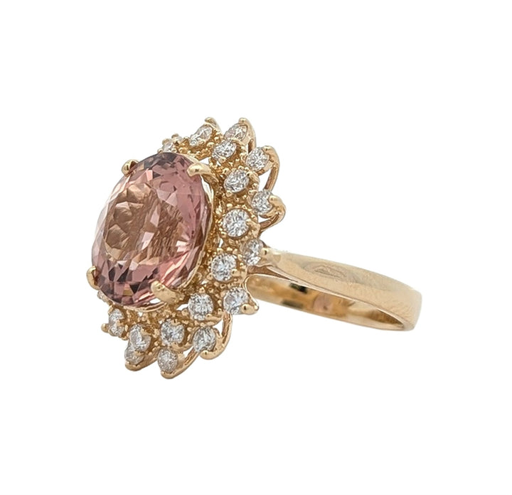 14K Yellow Gold 0.70ct. Diamond Brown Topaz Estate Ring