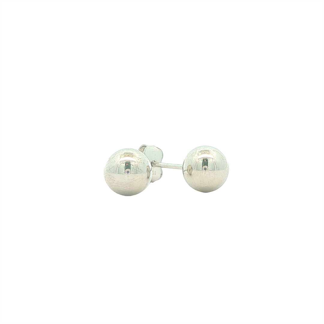 10KT White Gold Ball Stud Earrings