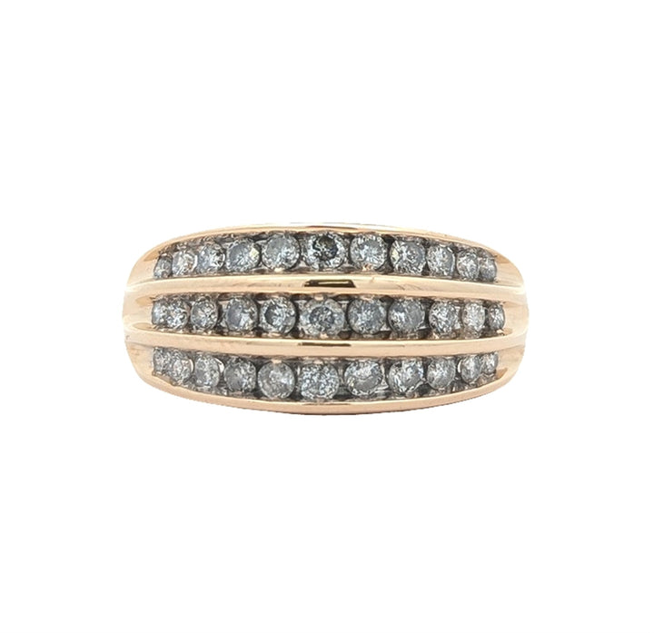 14KT Yellow Gold 1.00ctw Diamond Estate Cluster Band