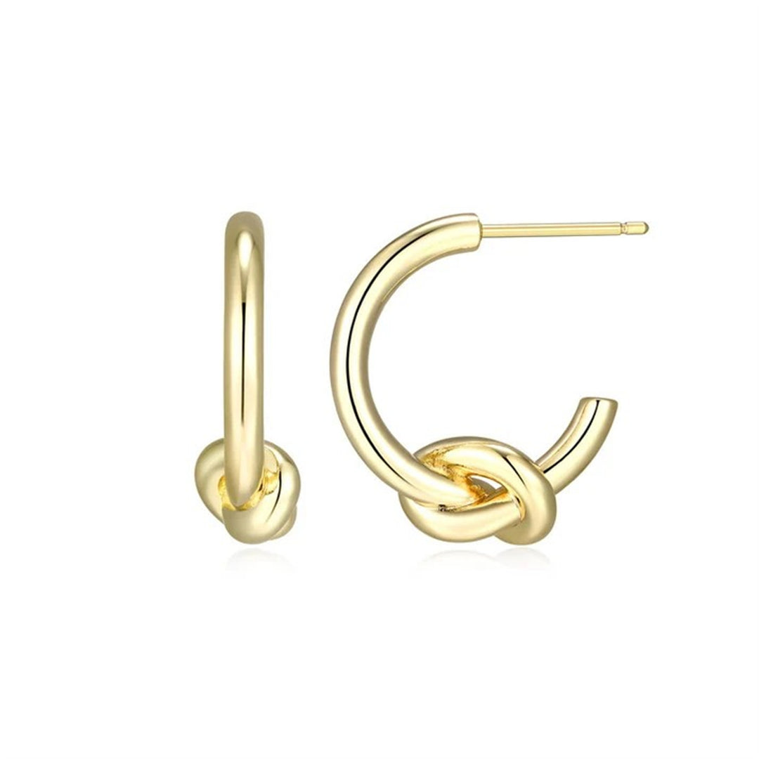 REIGN Sterling Silver Gold Plated Knot Open Hoop Earrings