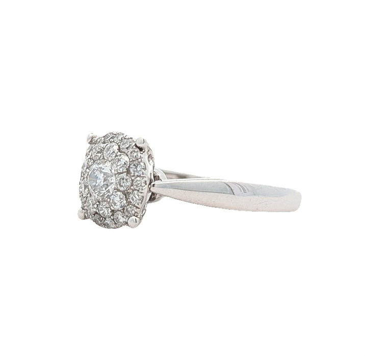 14KT White Gold 0.88ctw Diamond Cluster Engagement Ring
