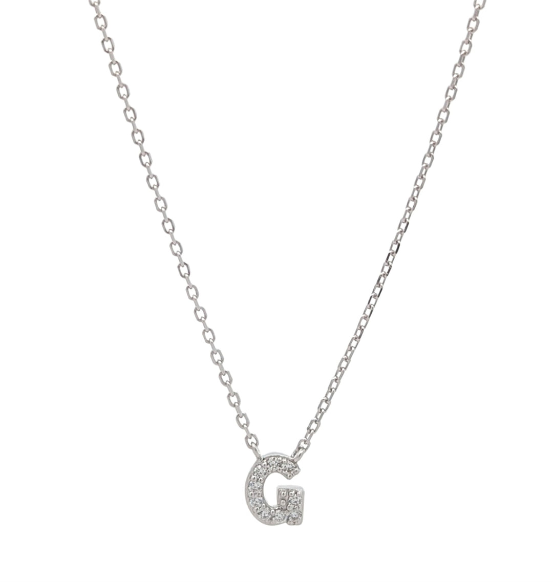 REIGN Sterling Silver Cubic Zirconia "G" 18" Necklace