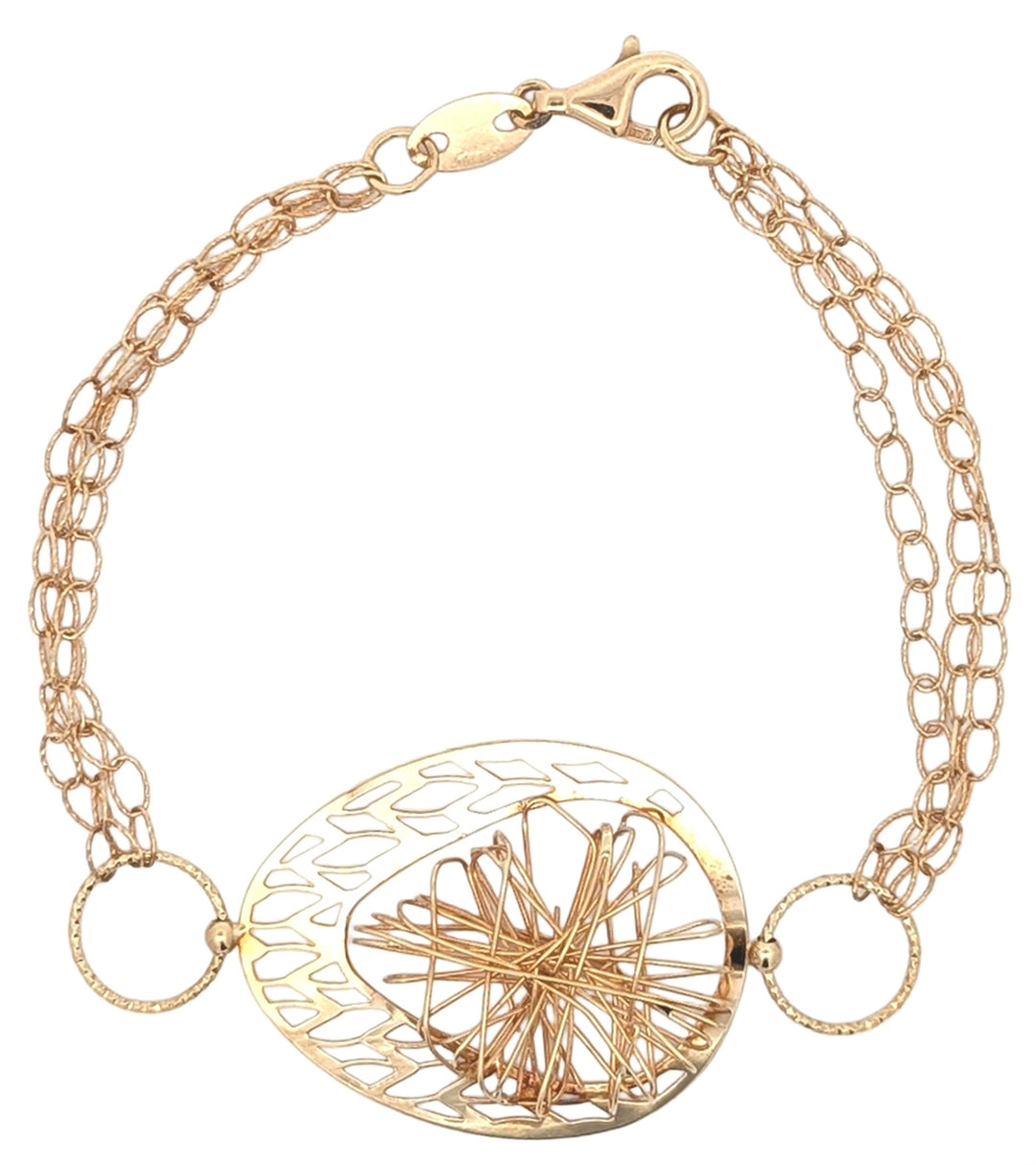 18KT Yellow Gold 7.5" Wire Design Estate Bracelet