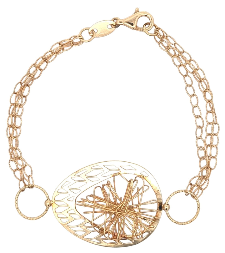18KT Yellow Gold 7.5" Wire Design Estate Bracelet