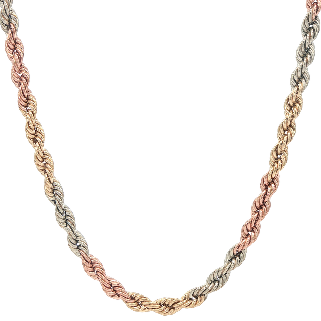 10K Tri-Coloured 3mm Rope 16.75" Estate Chain