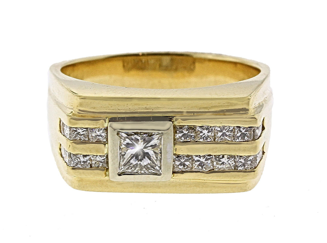 18KT Yellow and White Gold Men's 1.54ctw Diamond Estate Ring