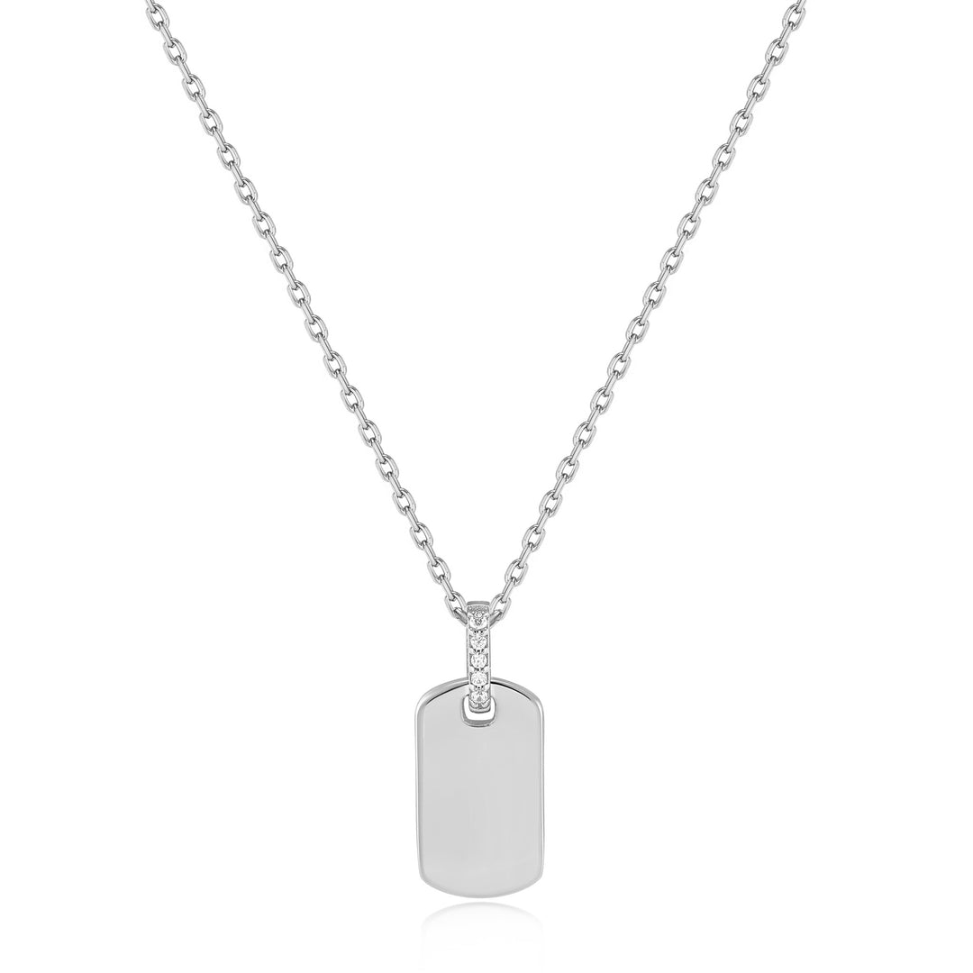 Glam Rock Silver Glam Tag Pendant Necklace