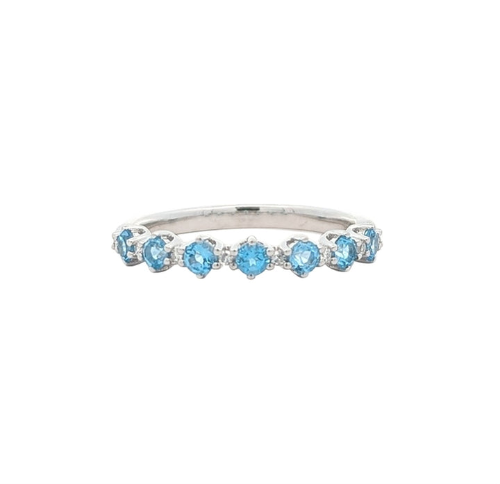10KT White Gold Swiss Blue Topaz and 0.05ctw Diamond Ring