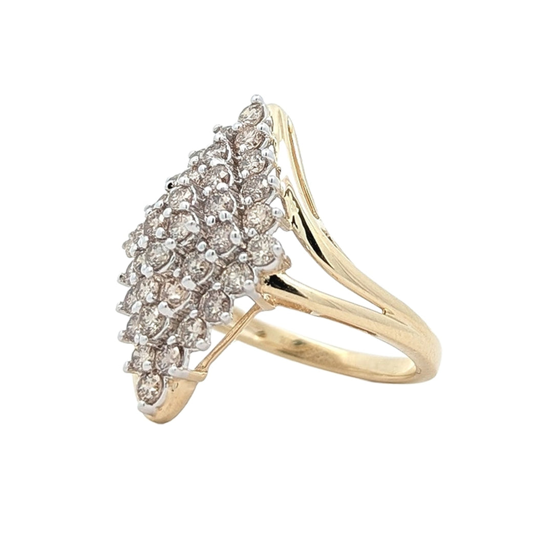 10KT Two-Toned 1.40ctw Diamond Cluster Estate Ring