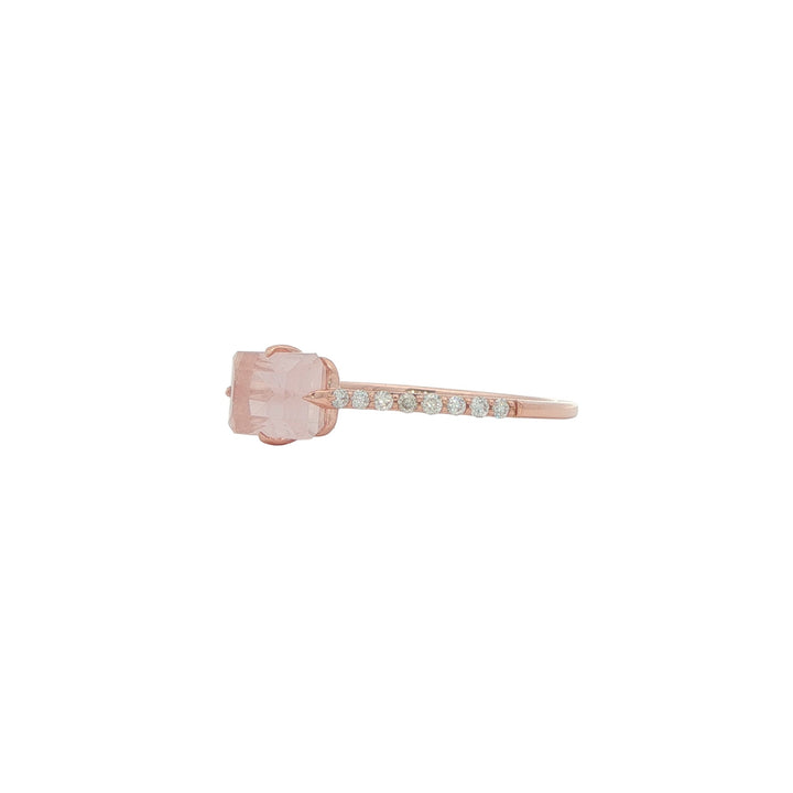 10K Rose Gold 0.112ctw Diamond Rose Quartz Ring