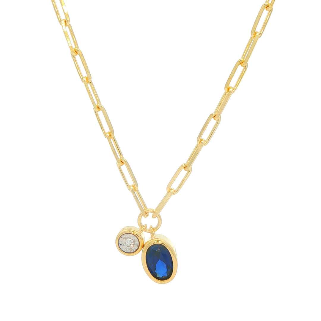 Monte Luna Gold Plated September Birthstone Lab-Grown Sapphire Diamond 16+2" Necklace