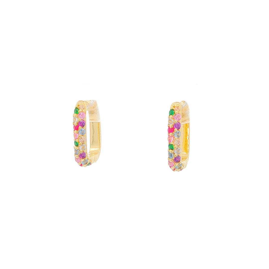 REIGN Gold Plated Multicoloured CZ Huggie Earrings